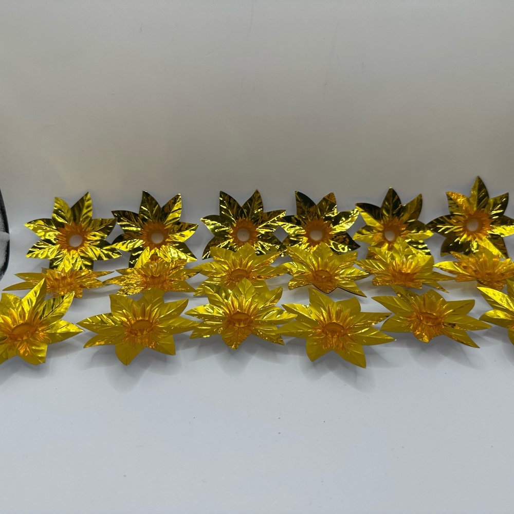 Vintage Christmas light reflectors-gold flowers-18 pieces